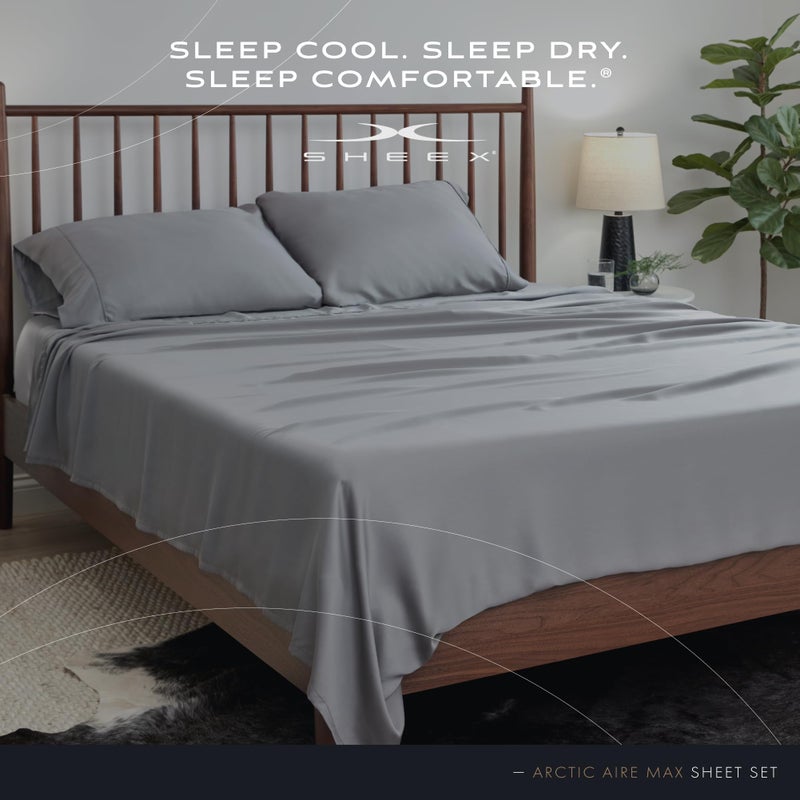 SHEEX Arctic Aire MAX Sheet Set, Ultrasoft Cooling Sheets with 1 Flat Sheet, 1 Fitted Sheet, and 2 Pillowcases, Queen, Charcoal - Image 5